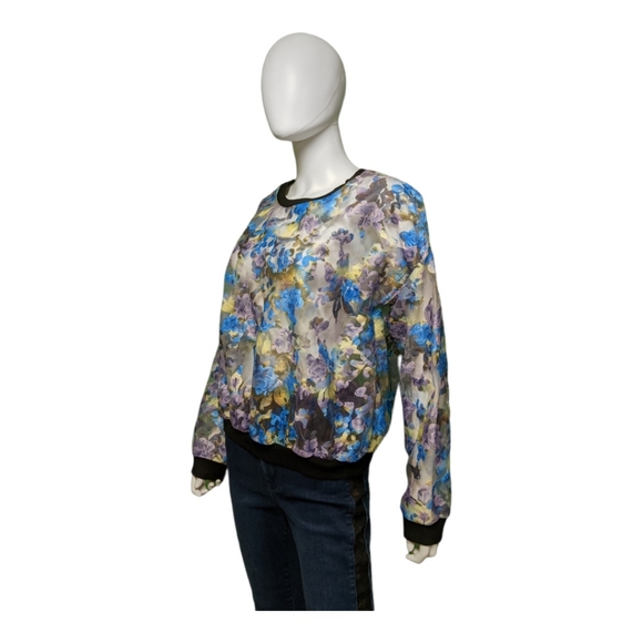 Tildon Sheer Embroidered Floral Top Multi L - Picture 4 of 7